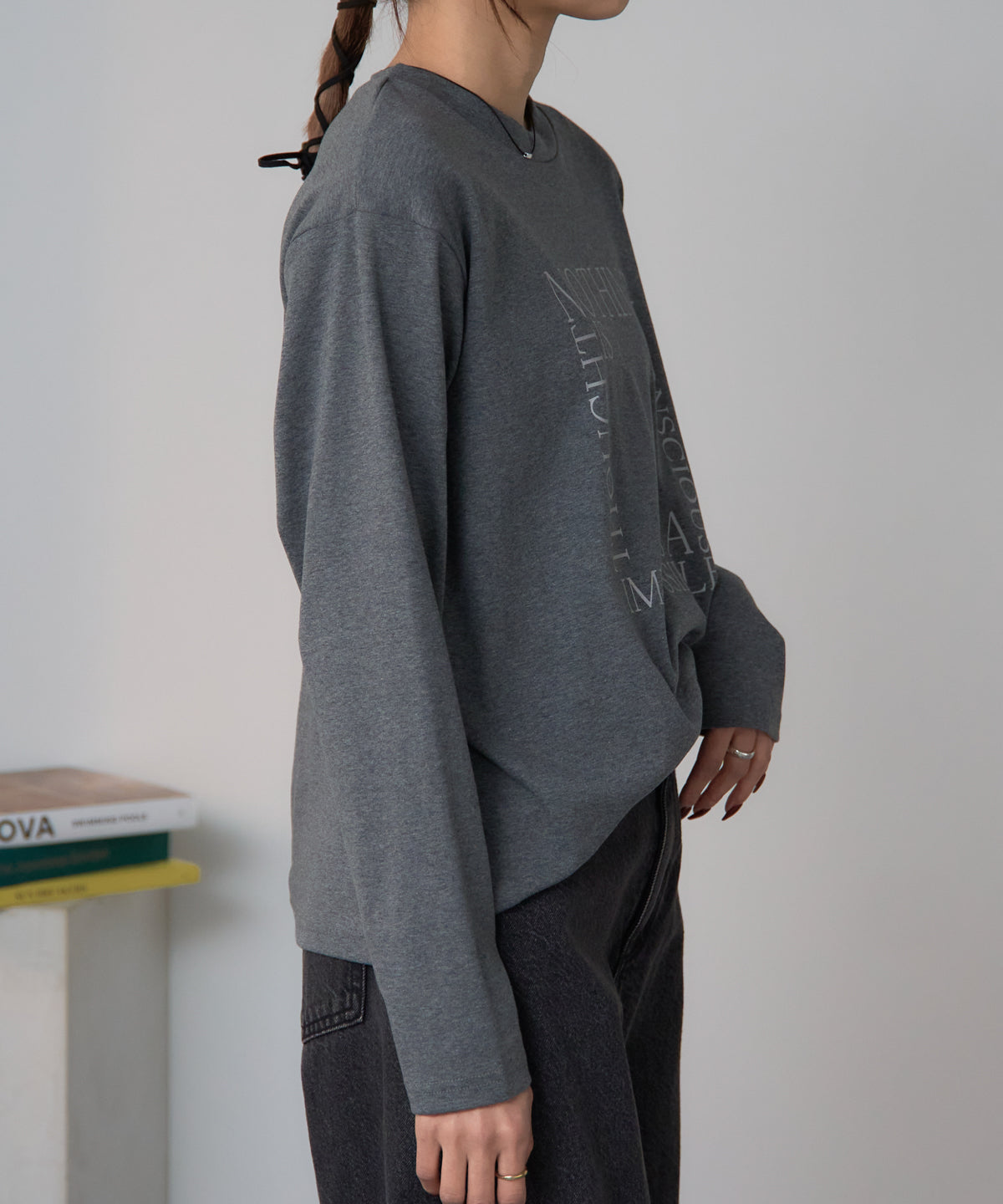 スクエアロゴプリントT/スーパーストレッチ 長袖ロンT