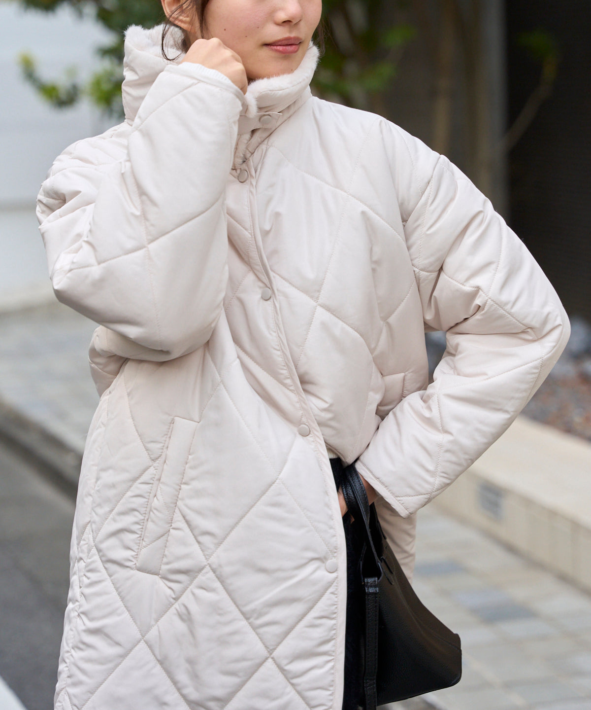 衿ファー付きキルトジャケット TRIANGLE PALETTE | トライアングルパレット