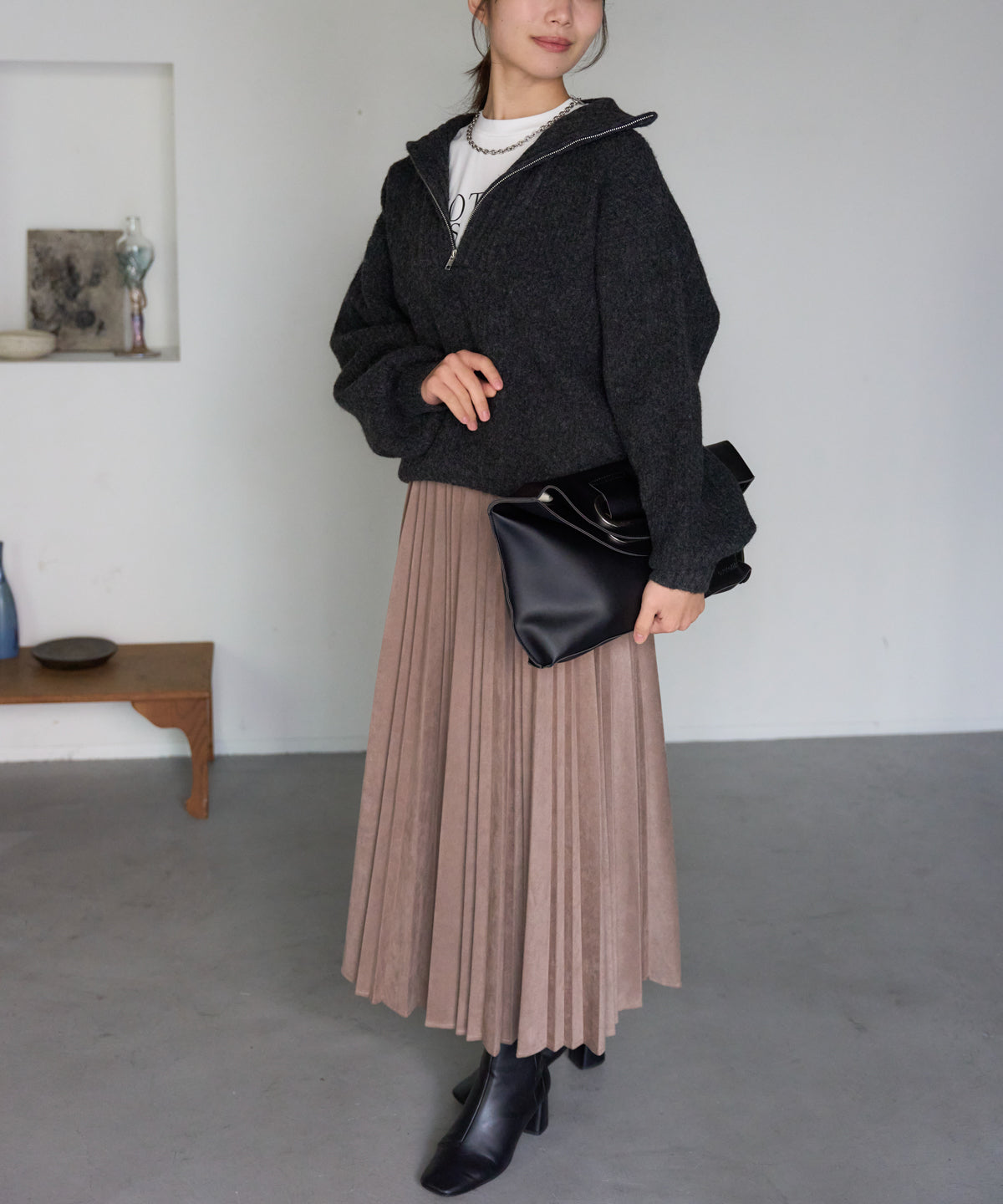 ポンチスエードプリーツスカート