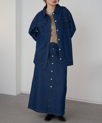ベルト付きデニムジャケット