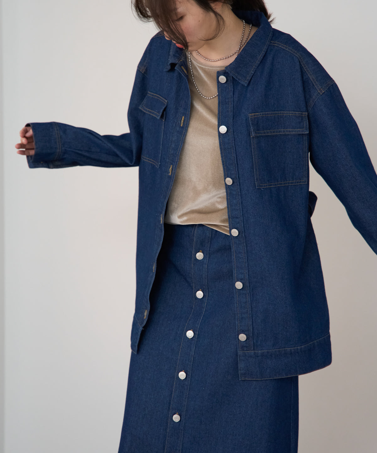ベルト付きデニムジャケット
