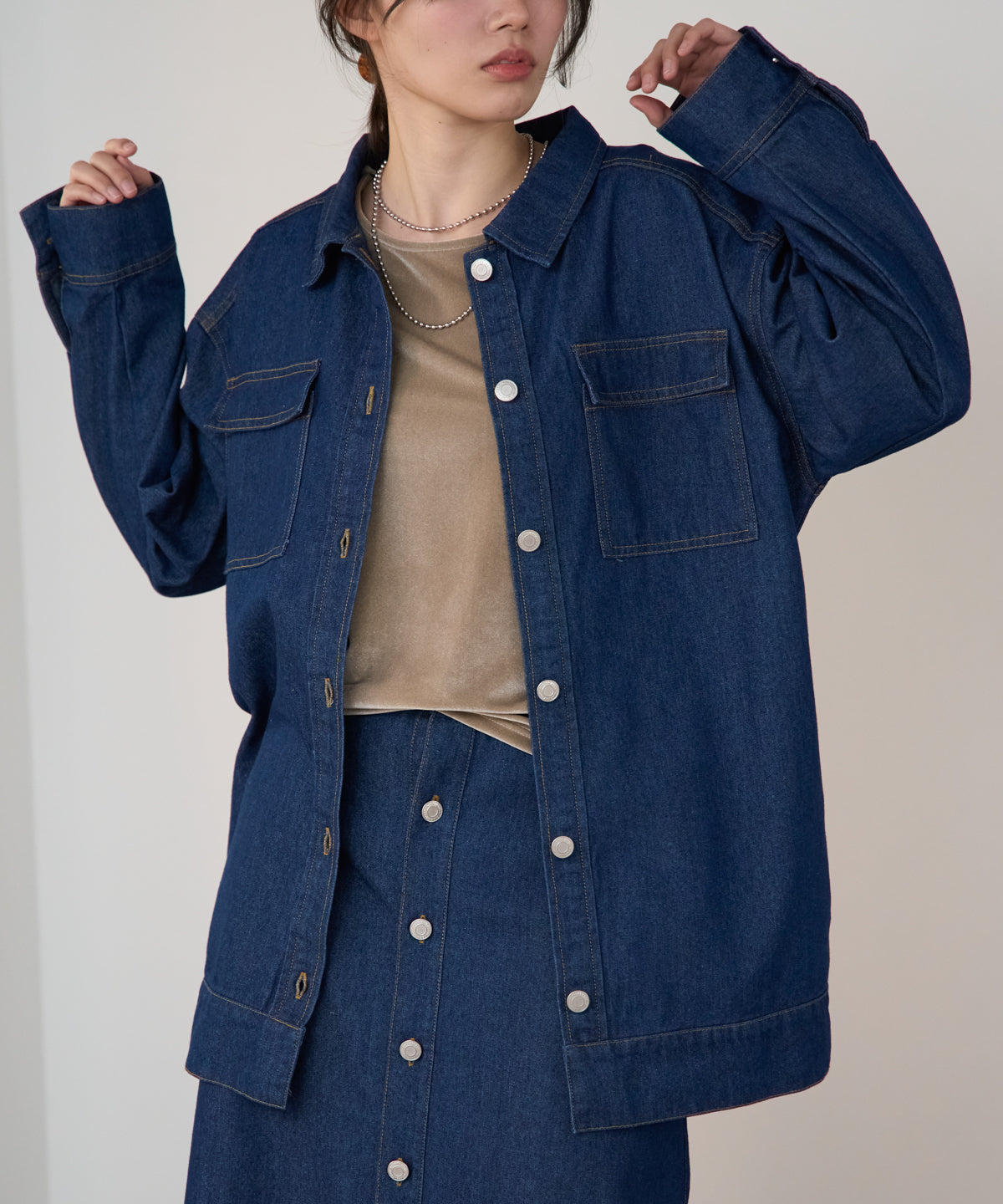 ベルト付きデニムジャケット