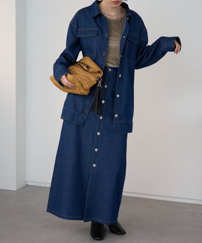 ベルト付きデニムジャケット