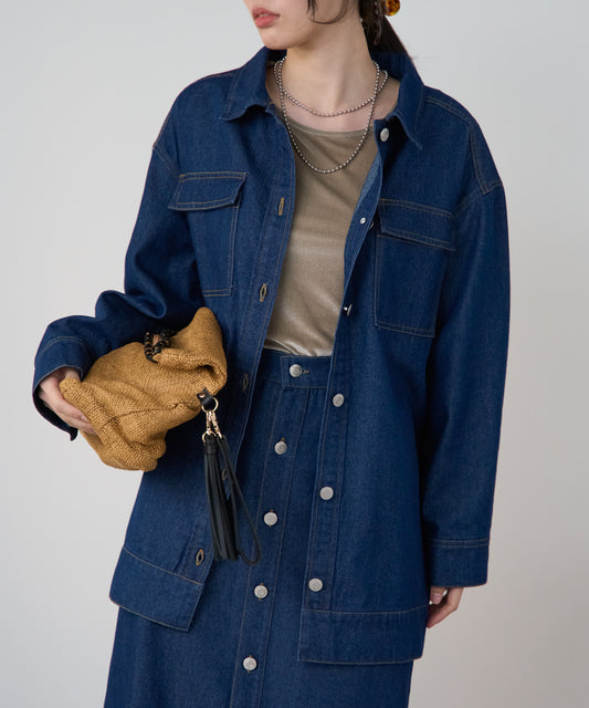 ベルト付きデニムジャケット