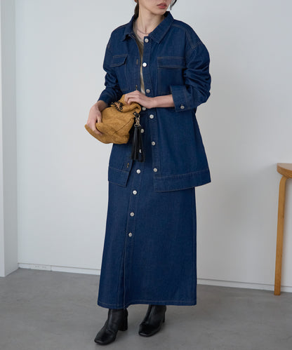 ベルト付きデニムジャケット