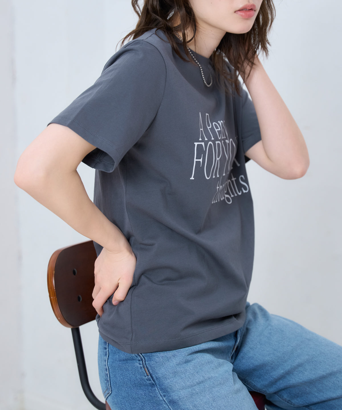 'THOUGHTS' ロゴ 半袖サイロTシャツ/コットンTシャツ