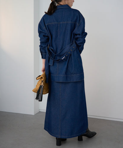 ベルト付きデニムジャケット