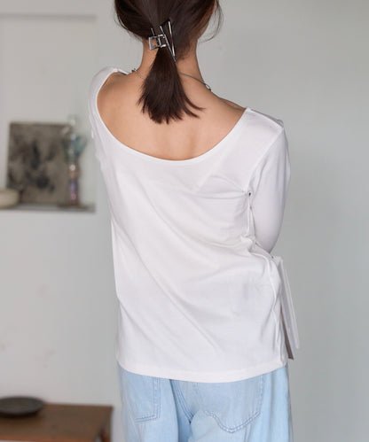 バックオープン長袖Tシャツ/前後2way着用可能