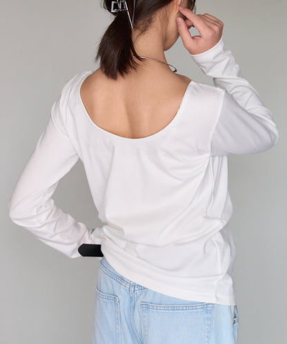 バックオープン長袖Tシャツ/前後2way着用可能