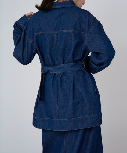 ベルト付きデニムジャケット