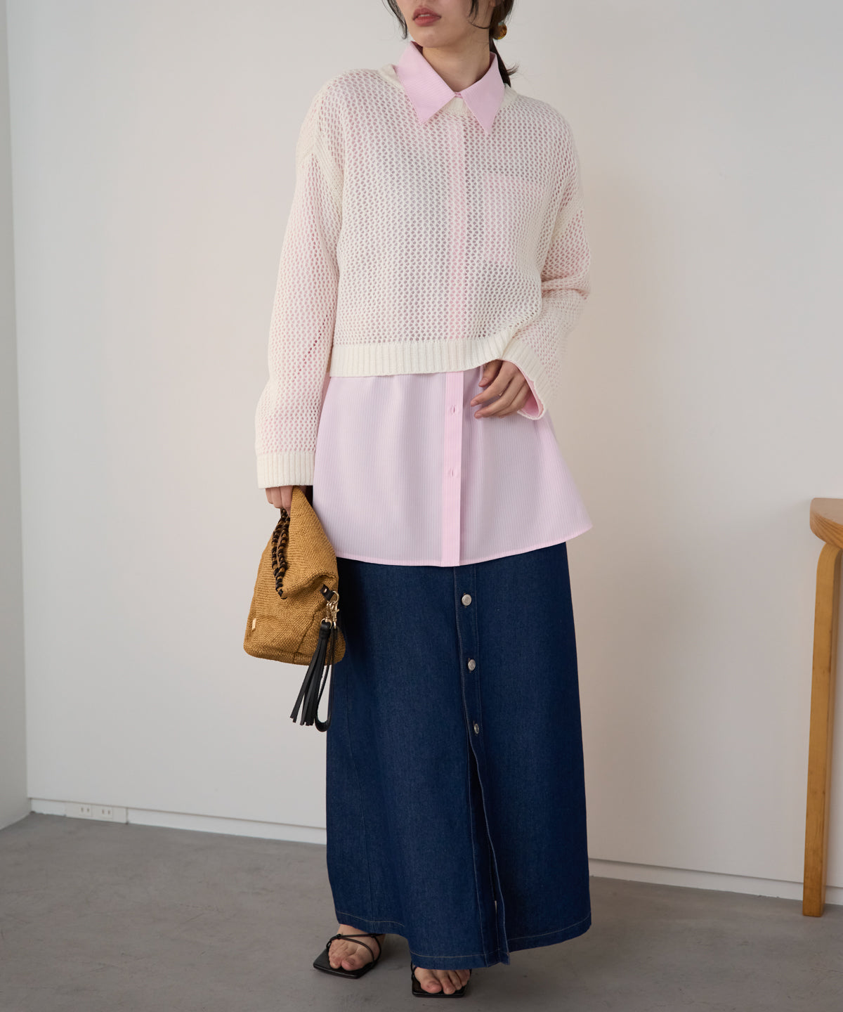 メッシュニットプルオーバー