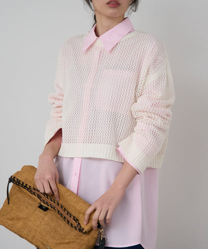 メッシュニットプルオーバー