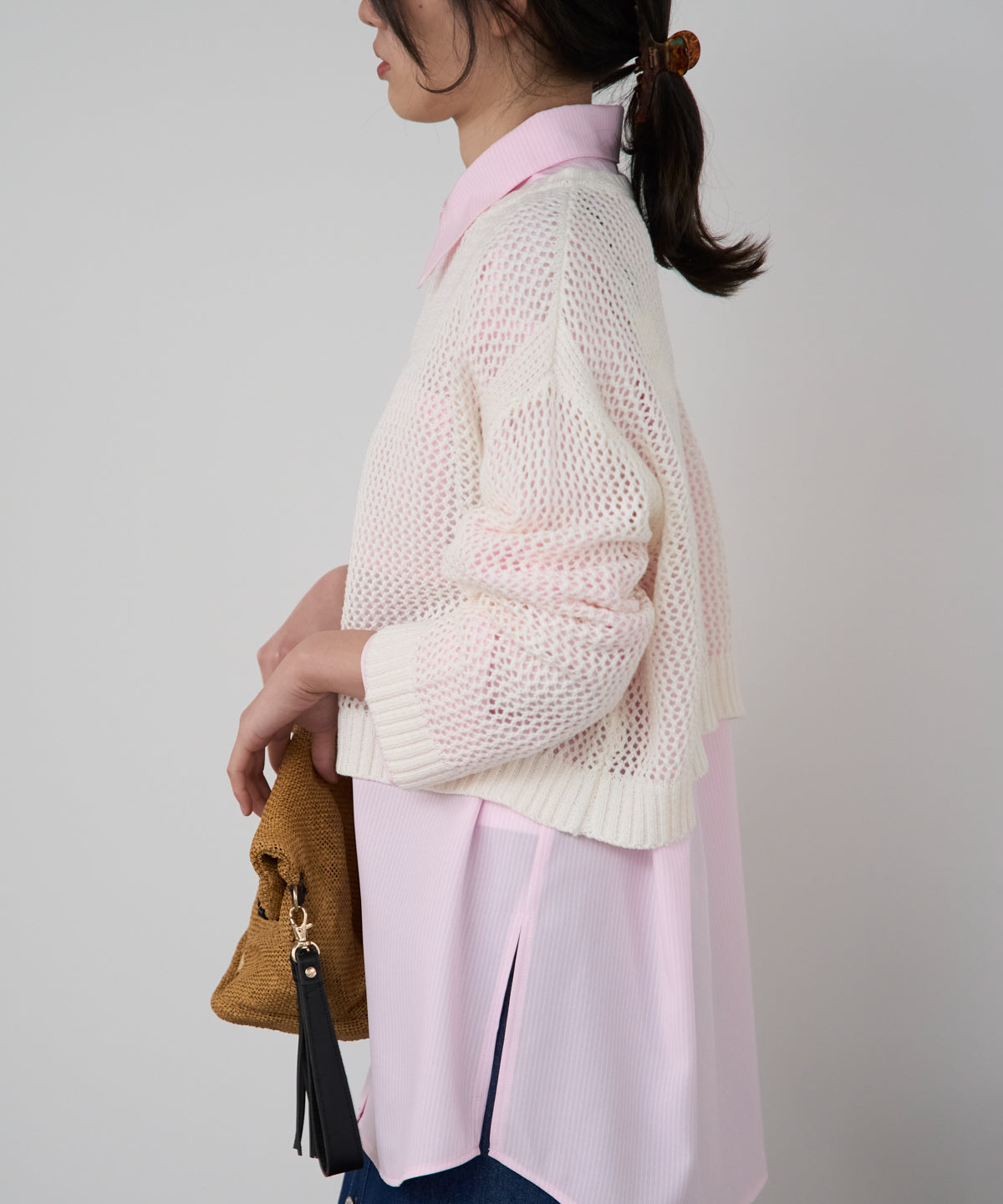 メッシュニットプルオーバー