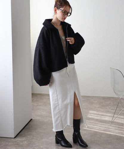 ショート丈 ボリュームスリーブ ボアジャケット