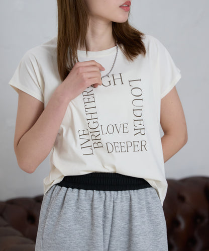 スクエアロゴ フレンチスリーブTシャツ/サイロ コットンTシャツ