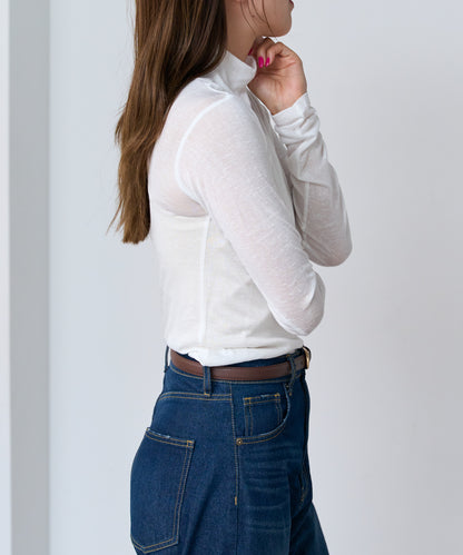 シアーハイネックトップス