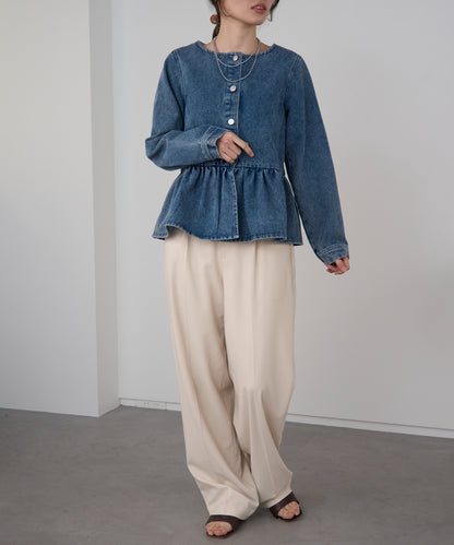 ペプラムデニムジャケット
