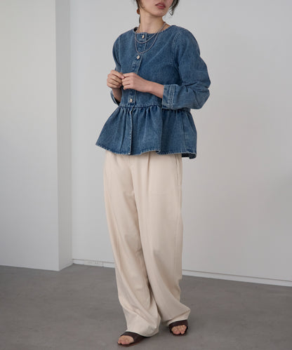 ペプラムデニムジャケット