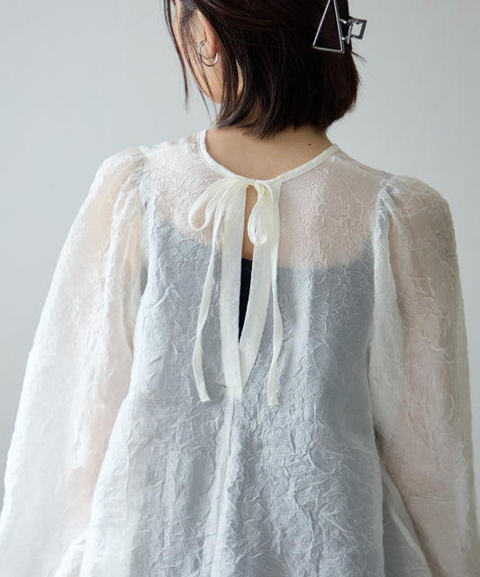 バックリボンクリンクルブラウス