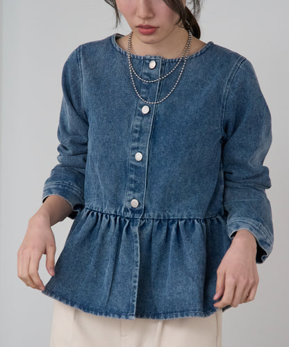 ペプラムデニムジャケット