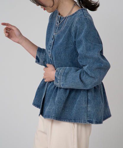 ペプラムデニムジャケット