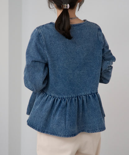 ペプラムデニムジャケット