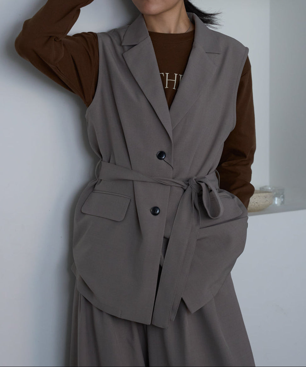 ベルト付きジレ/セットアップ対応