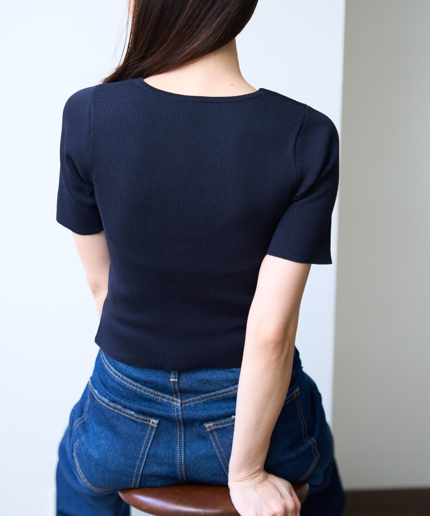 レイヤード風 衿付きサマーニットトップス
