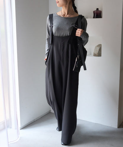 ハイウエストタックワイドパンツ/セットアップ