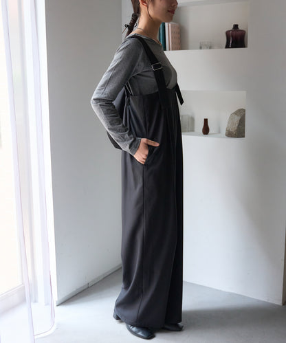 ハイウエストタックワイドパンツ/セットアップ