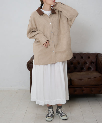 スエードタッチシャツジャケット