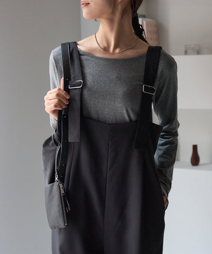 ハイウエストタックワイドパンツ/セットアップ