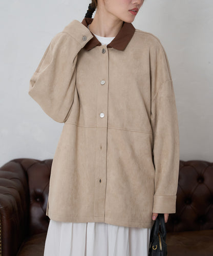 スエードタッチシャツジャケット