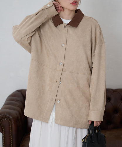 スエードタッチシャツジャケット