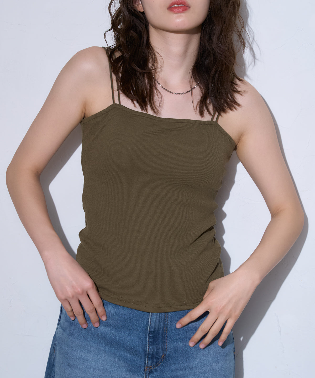 カップ付きダブルストラップキャミソール/ベアトップ