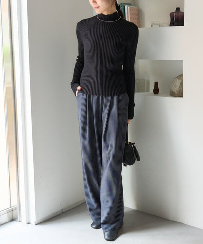 ボトルネックリブニットプルオーバー