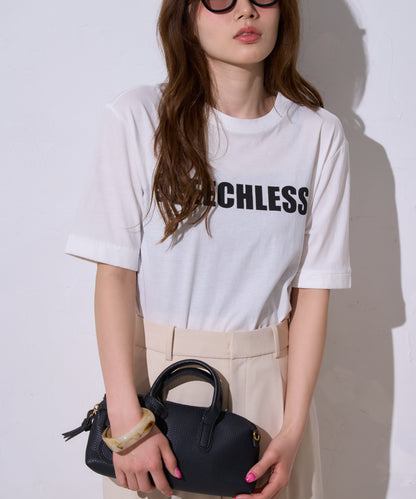 サイロコットン ロゴプリント5分袖Tシャツ