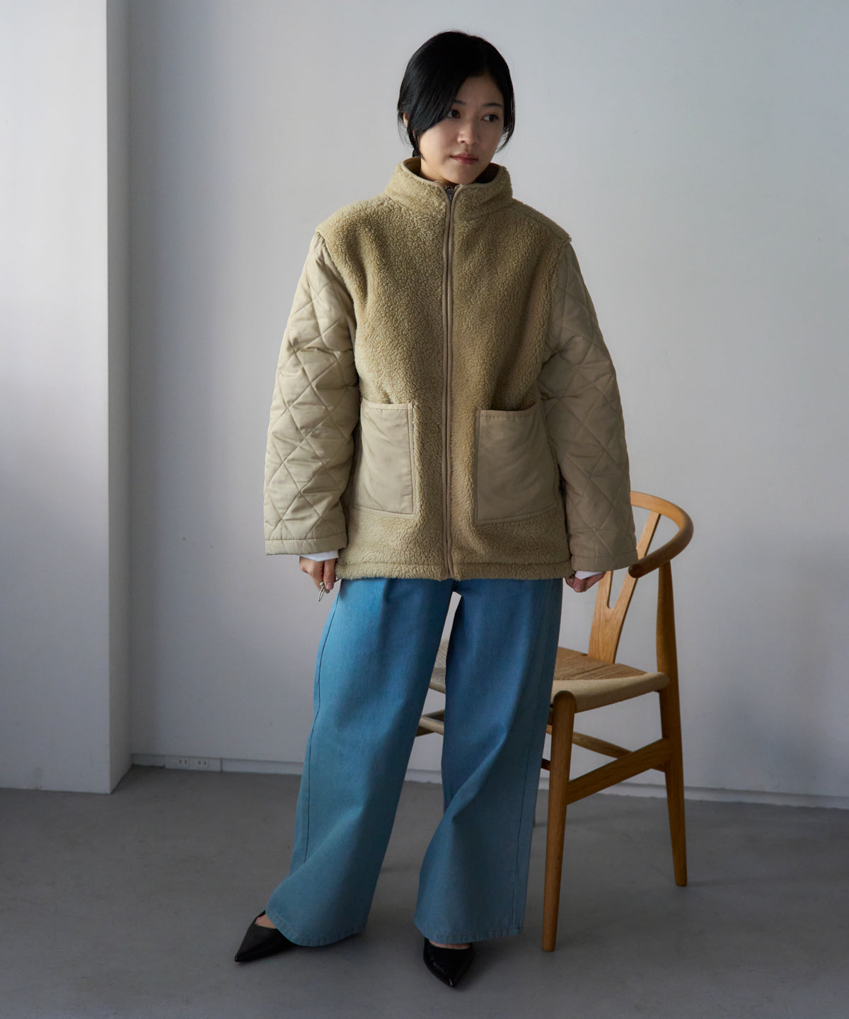 ボア切り替え スタンドカラーブルゾン