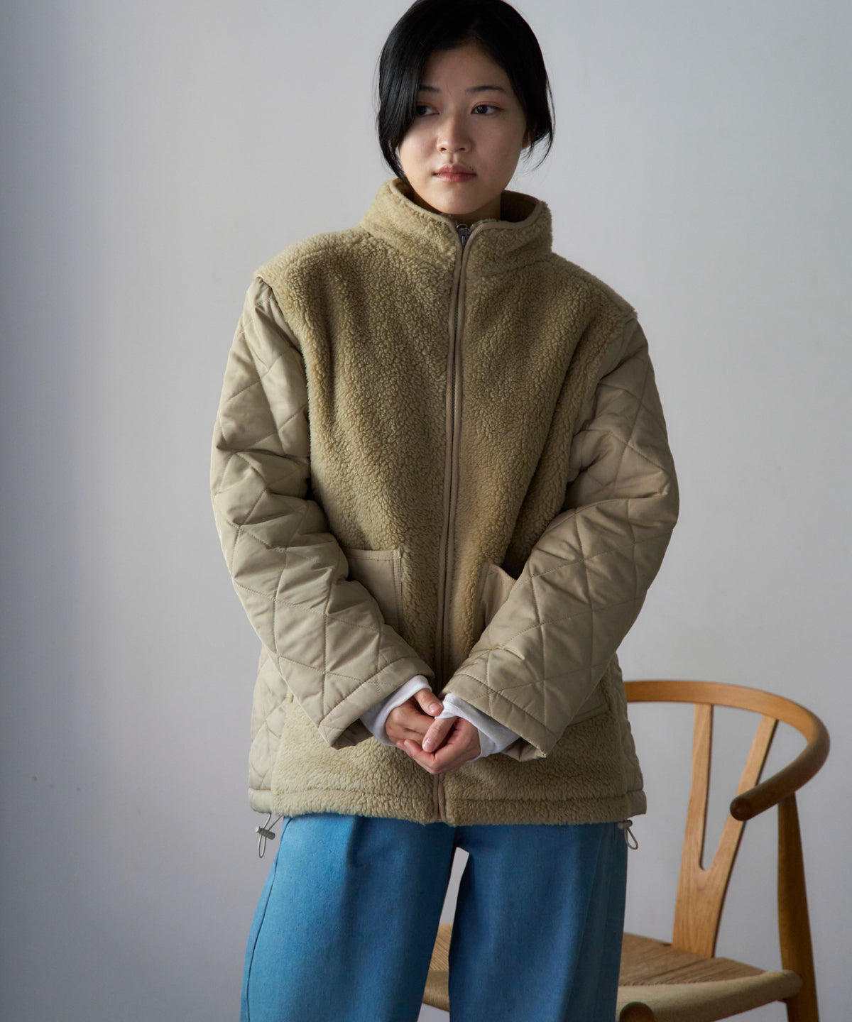 ボア切り替え スタンドカラーブルゾン