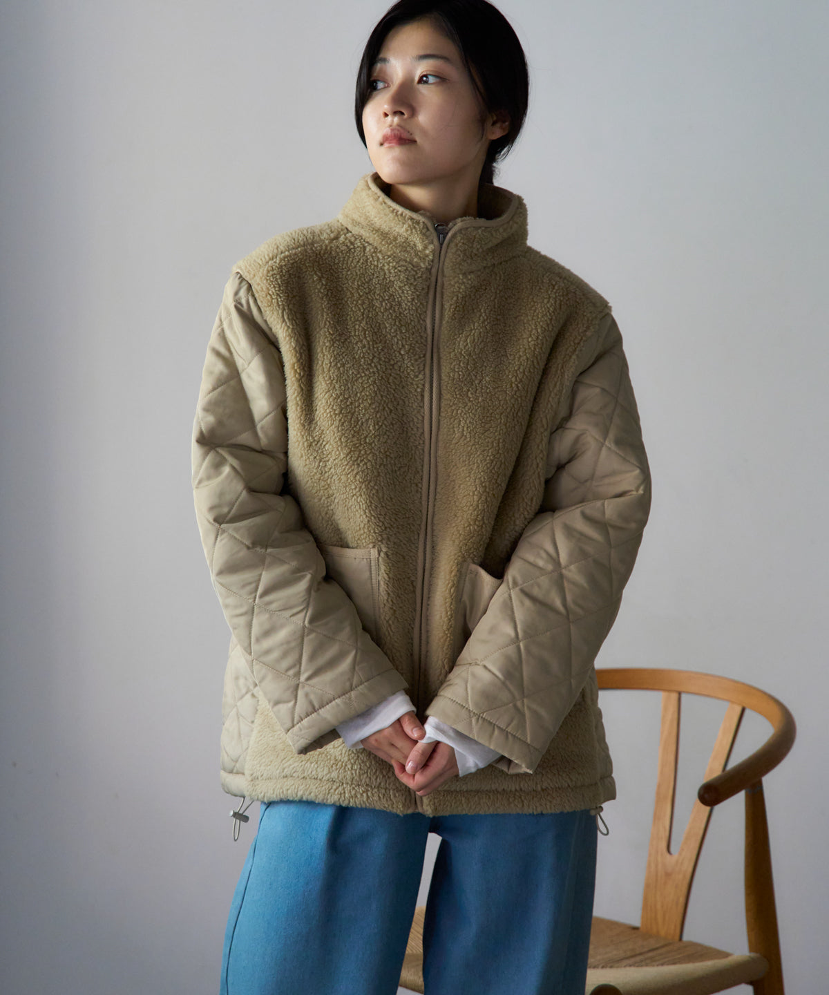 ボア切り替え スタンドカラーブルゾン