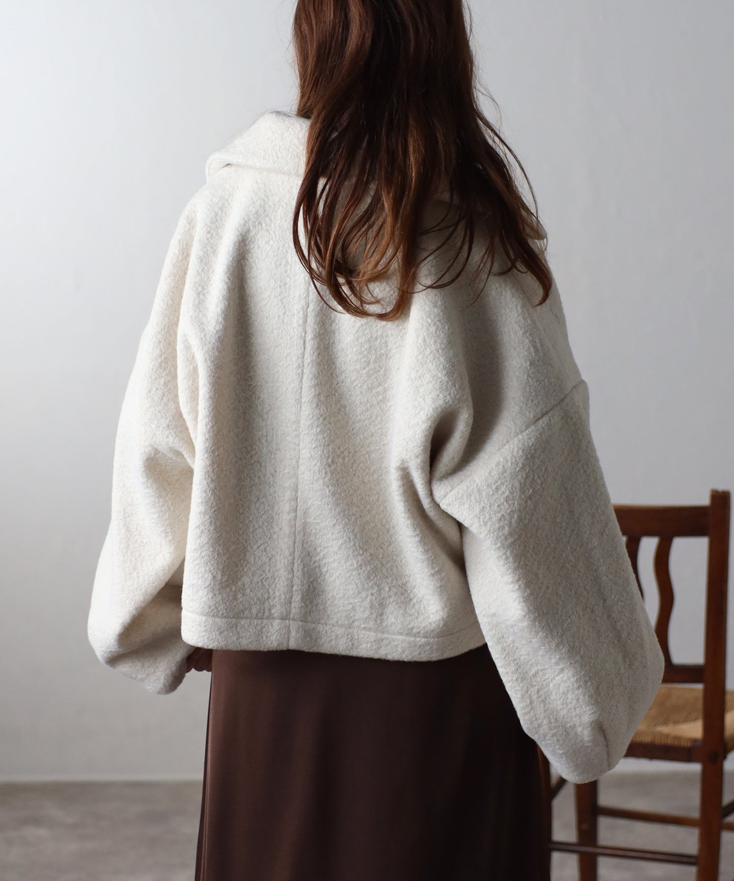 ショート丈 ボリュームスリーブ ボアジャケット