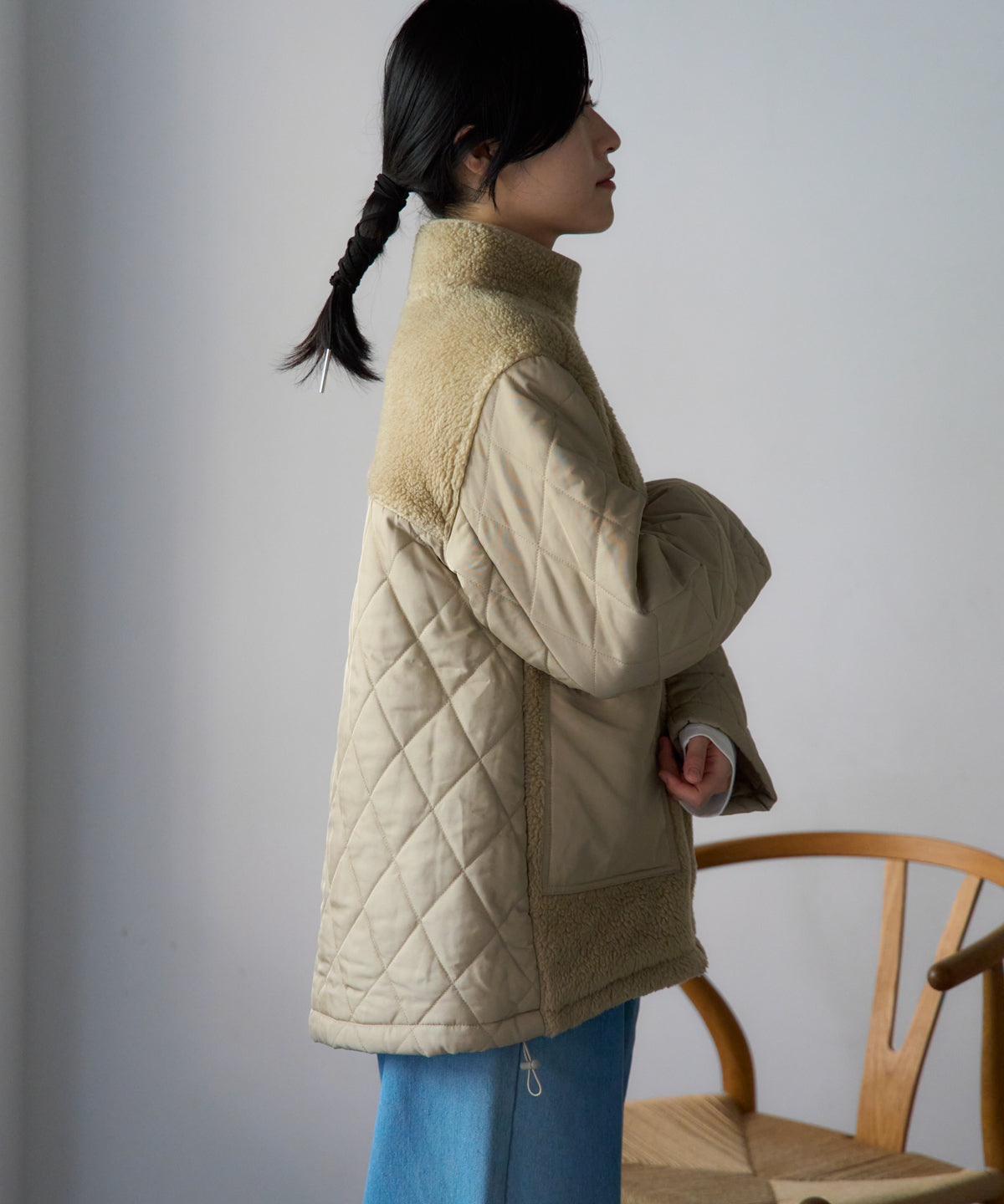 ボア切り替え スタンドカラーブルゾン