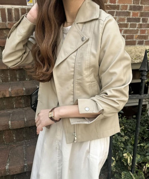 フェイクレザーライダースジャケット