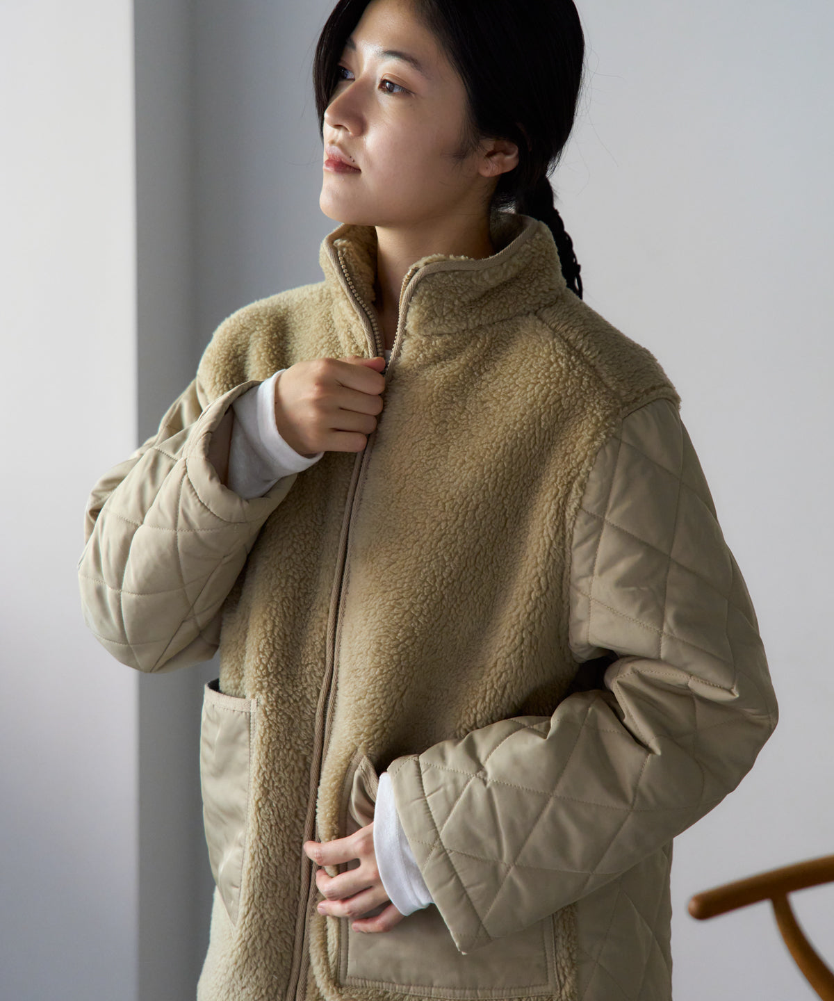 ボア切り替え スタンドカラーブルゾン