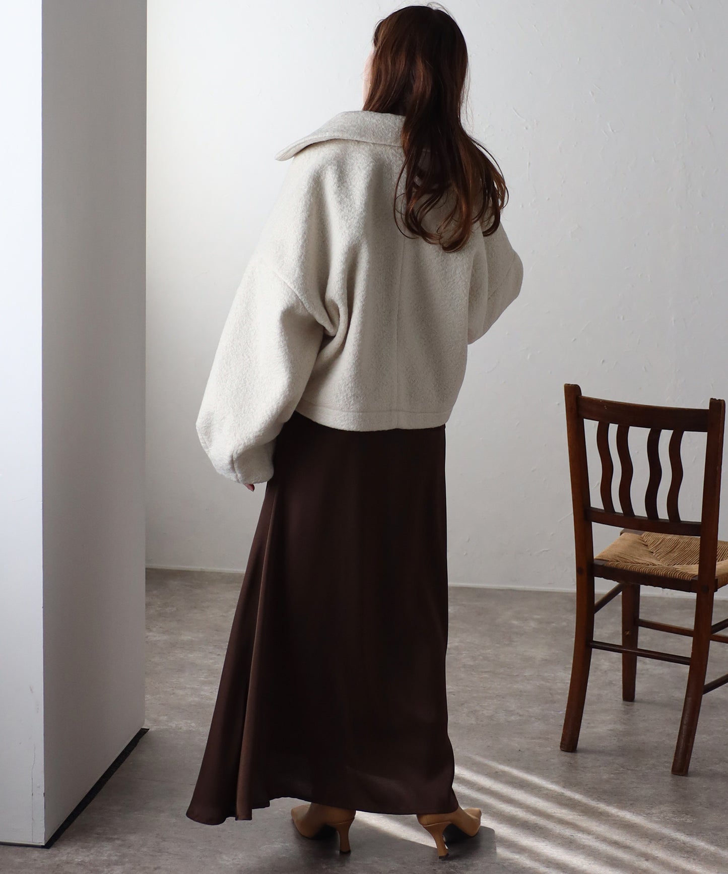 ショート丈 ボリュームスリーブ ボアジャケット