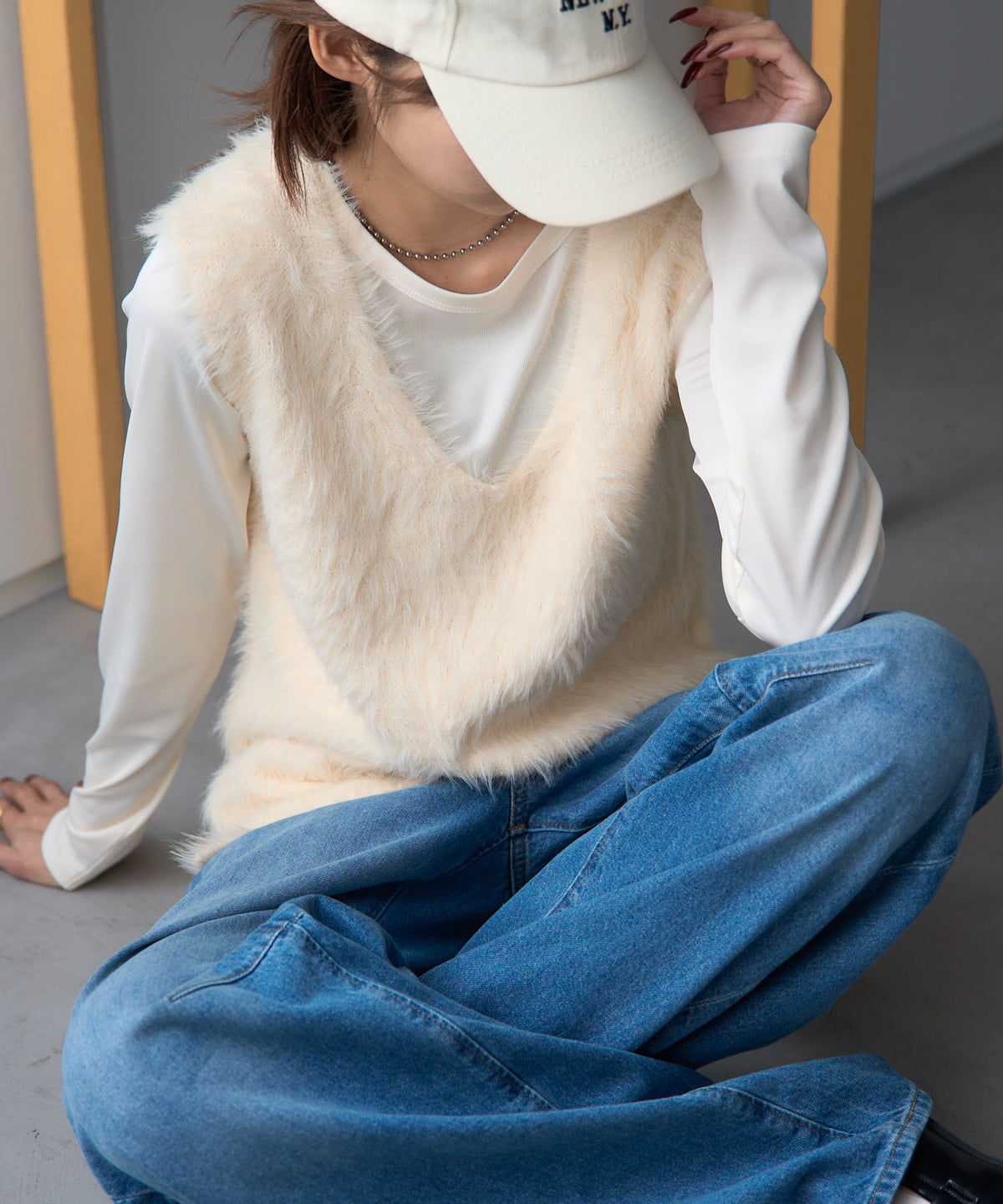 シャギーVネックニットベスト / セットアップ対応