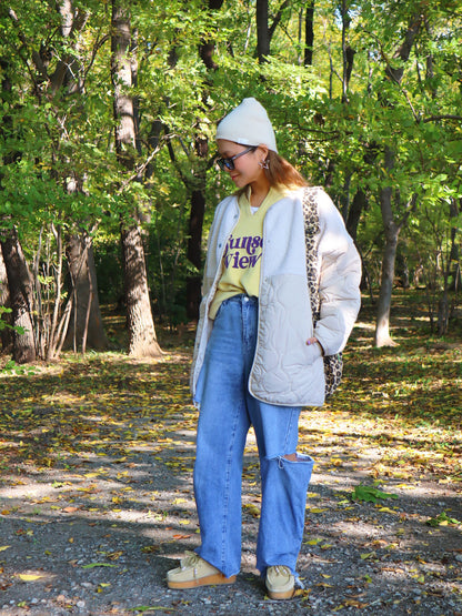 ボア切り替え中綿ブルゾン