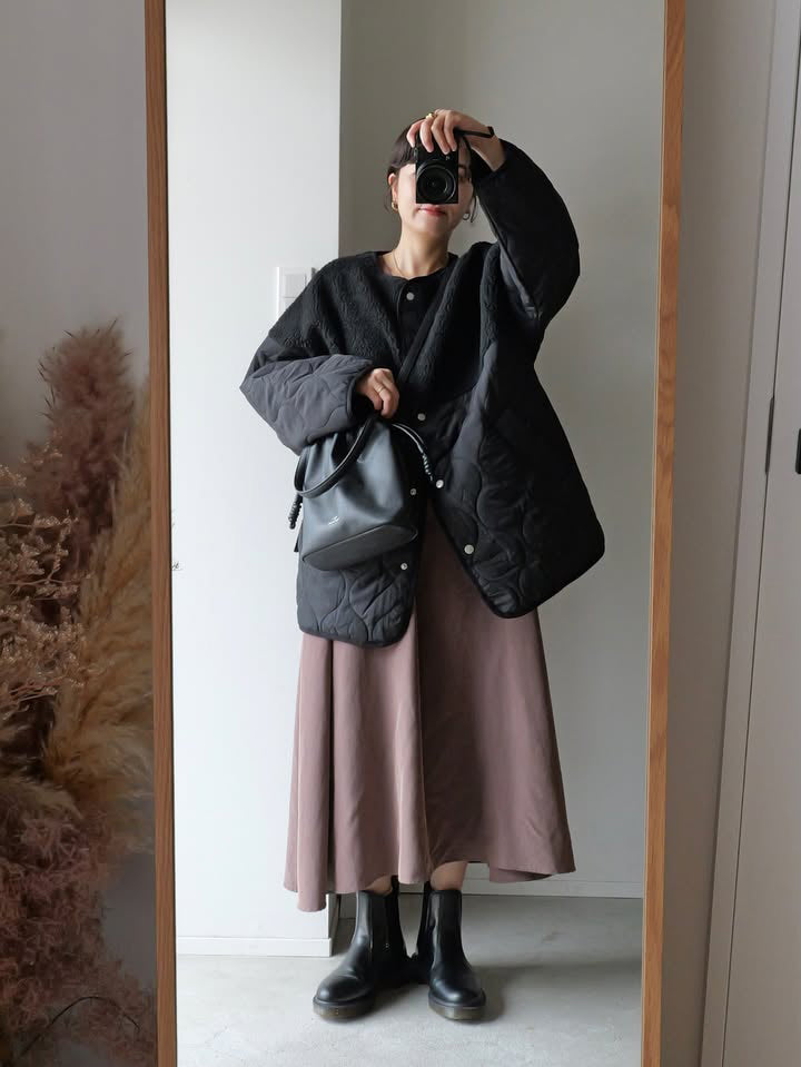 ボア切り替え中綿ブルゾン