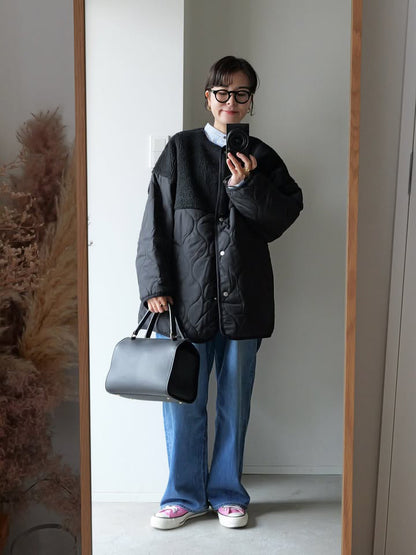 ボア切り替え中綿ブルゾン