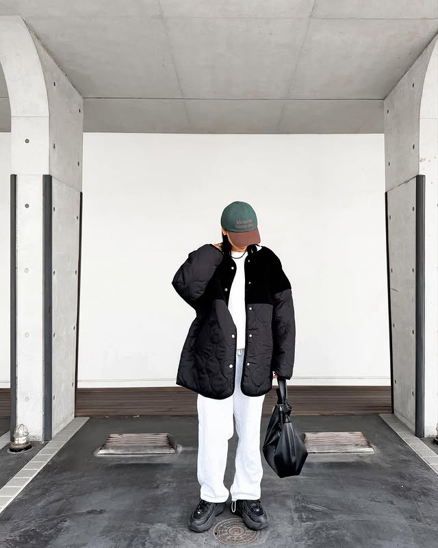 ボア切り替え中綿ブルゾン